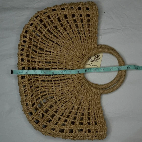 NWT Wicker Bag | Woven Straw Basket | Top Handle Bohemian Beach Bag *No Liner* - Picture 5 of 6